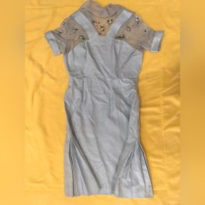 Vintage baby blue dress set with matching cropped blazer